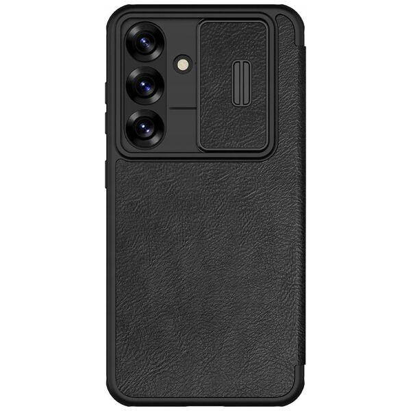 Etui Nillkin Qin Pro na Samsung Galaxy S25+ z klapką i osłoną aparatu - czarne