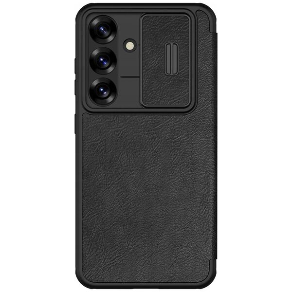 Etui Nillkin Qin Pro na Samsung Galaxy S25 z klapką i osłoną aparatu - czarne