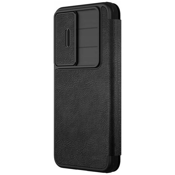 Etui Nillkin Qin Pro na Samsung Galaxy S25 z klapką i osłoną aparatu - czarne