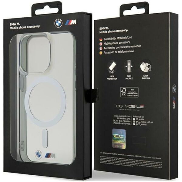 BMW BMHMP15LHCRS iPhone 15 Pro 6.1"  transparent hardcase Silver Ring MagSafe