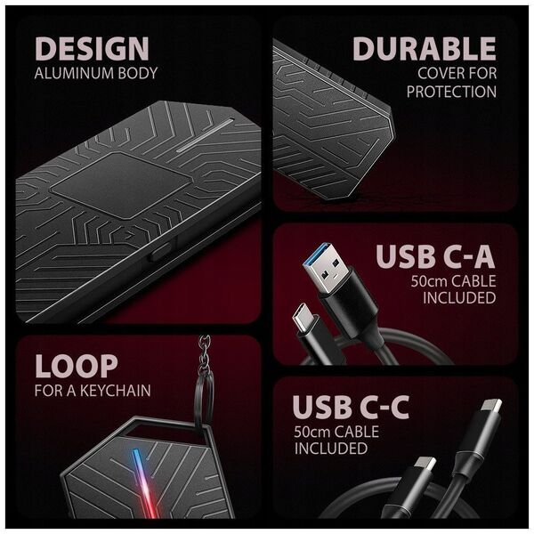 Axagon EEM2-GAM, USB-C 10Gbps - NVMe & SATA SSD GAME M.2 box, bezroubkov Obudowa SSD Czarny