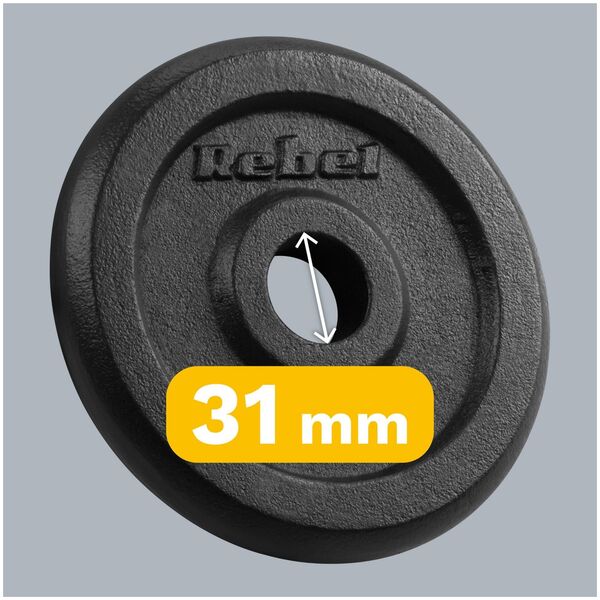 Rebel Zestaw obciążeń żeliwnych 4x2.5kg, otwór 31mm, talerz klasyczny, REBEL ACTIVE