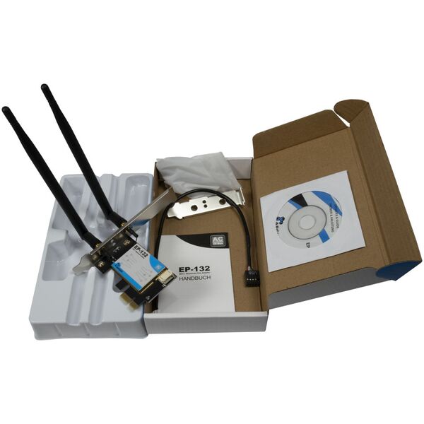 Κεραία CB Inter-Tech INTER-TECH EP-132 Προσαρμογέας Wi-Fi 5 PCIe 600Mbps BT 4.2 13234464 4260455648851