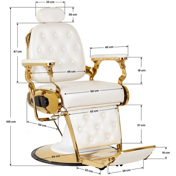 Activeshop Gabbiano fotel barberski Francesco Gold biały