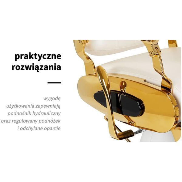 Activeshop Gabbiano fotel barberski Francesco Gold biały