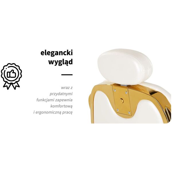 Activeshop Gabbiano fotel barberski Francesco Gold biały