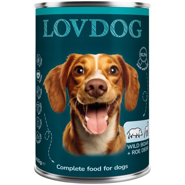 Lovdog Wild Boar & Roe Deer puszka 400g