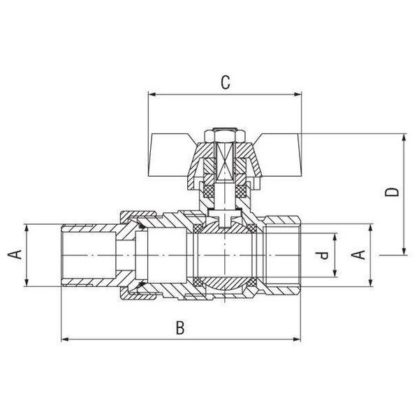 Ferro Zawór kulowy nakrętno-wkrętny 1/2" KS1