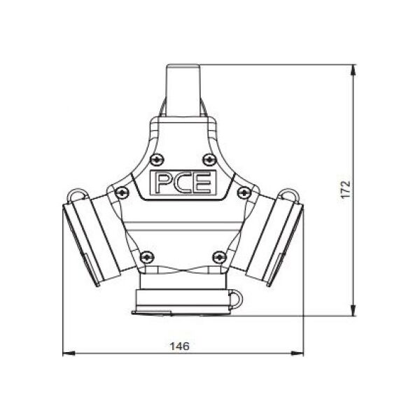 PCE Rozgałęźnik 1F potrójny Taurus 10/16A IP44 gumowy czarny 24311-SW