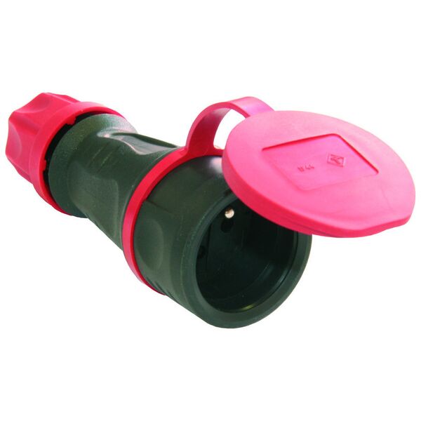 PCE Gniazdo przenośne jednofazowe Top Taurus 10/16A 2 P+Z 230V z bolcem + zatyczka gumowe IP44 24611-S