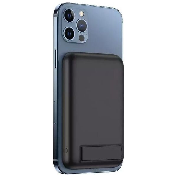 Powerbank 4kom.pl Bateria zewnętrzna (POWER BANK) VEGER MagOn Kick z ładowaniem indukcyjnym wspiera ładowanie z MagSafe 15W - 5 000mAh PD 20W czarny (V0553P / W0553P)