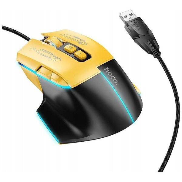 Mysz Hoco HOCO mysz komputerowa gamingowa przewodowa USB A 3600DPI GM31 czarno żółta