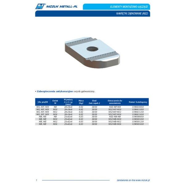 Niczuk Nakrętka specjalna MF/ M10mm - 1190411010