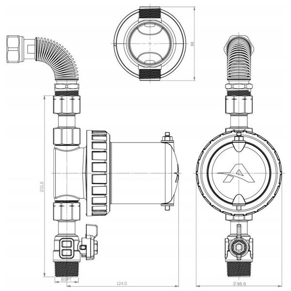 Filtr magnetyczny MagnaCleanse Atom2 + elastyczny wąż 3/4 GW