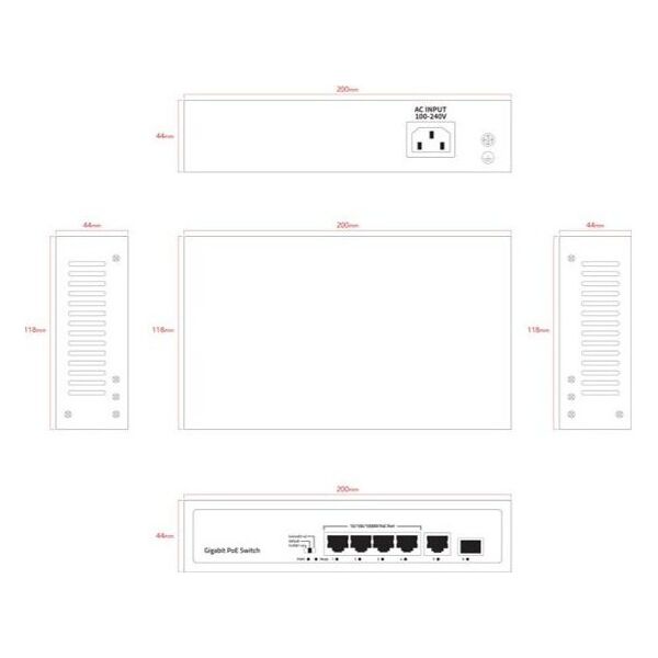 Unmanaged ,  4 x 10/1000Mbps