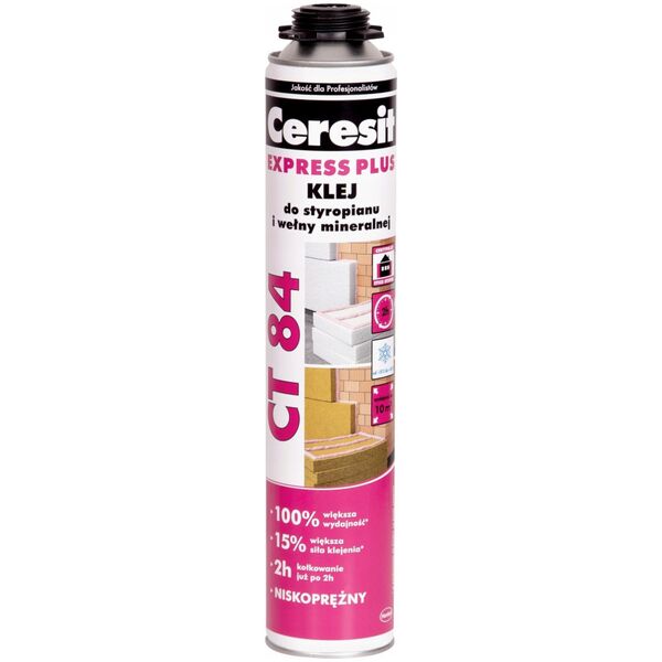 Klej poliuretanowy do styropianu i wełny mineralnej CERESIT CT84 EXPRESS PLUS 850 ml