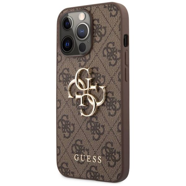 Original Case IPHONE 13 PRO MAX 6,7" Guess Hardcase 4G Big Metal Logo GUHCP13X4GMGBR brown 3666339024901