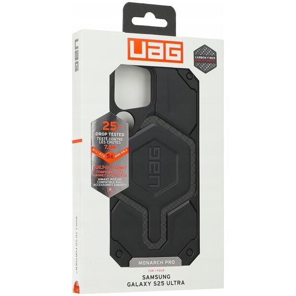 UAG Urban Armor Gear futerał MONARCH PRO z wbudowanym modułem magnetycznym do SAMSUNG S25 Ultra 5G carbon fiber