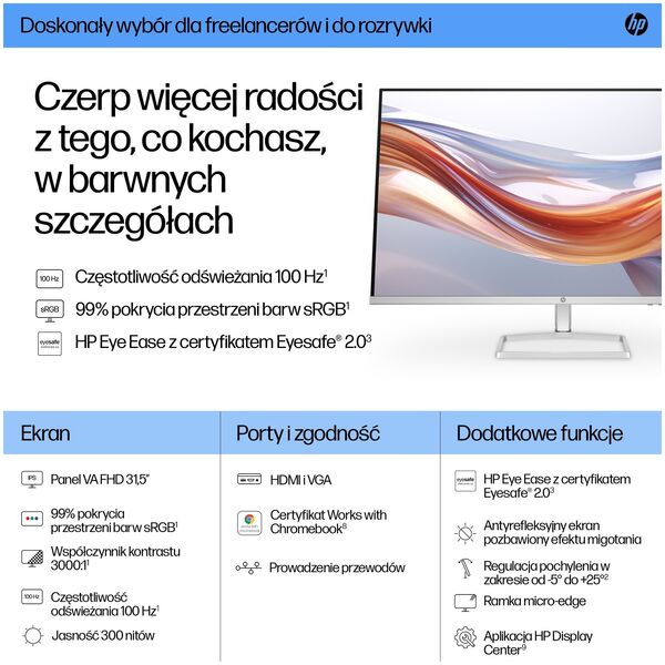 MONITOR HP LED VA 31,5 532sf (94F50E9) 100Hz