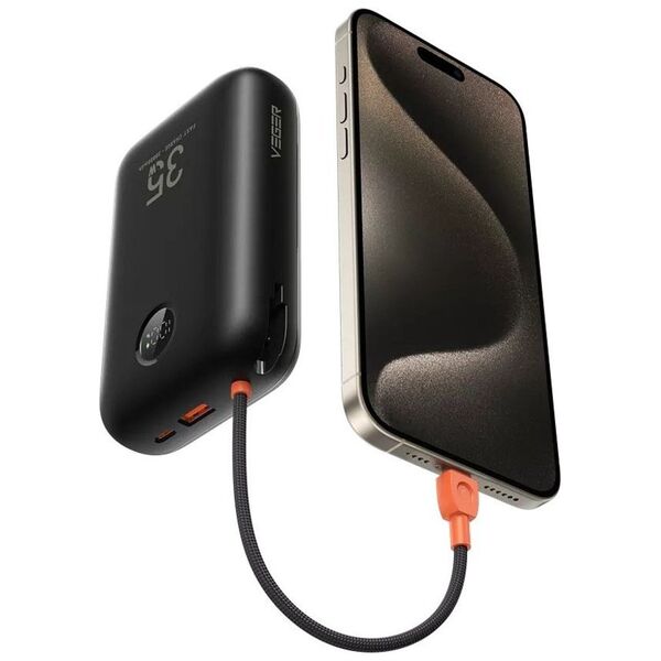 VEGER powerbank 30000 mAh z wbudowanymi kablami Typ C / Lightning PD QC3.0 35W K3 (W3018) czarny