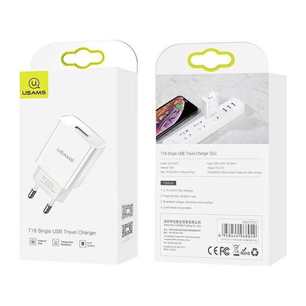 Ładowarka Usams T18 1x USB-A 2.1 A (CC075TC01)