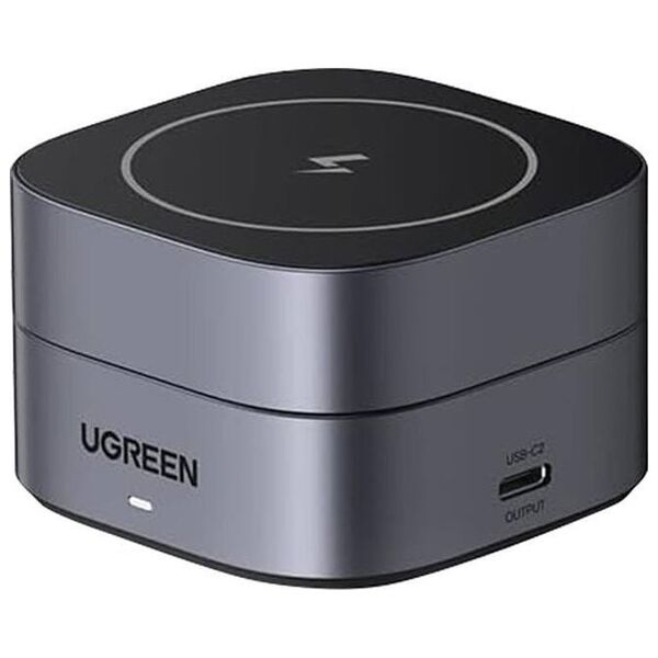 Ładowarka Ugreen Ładowarka indukcyjna Qi 2w1 Ugreen W256 do iPhone, AirPods, 20W (czarna) + kabel USB-C do USB-C 1m