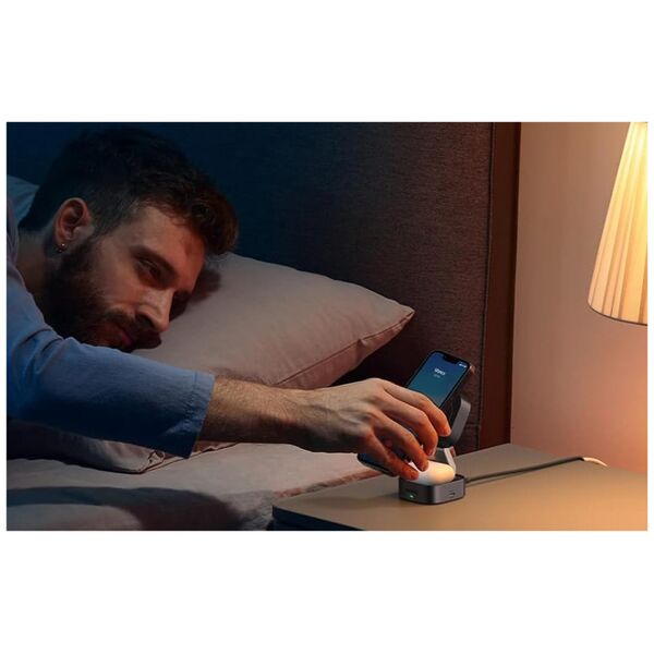 Ładowarka Ugreen Ładowarka indukcyjna Qi 2w1 Ugreen W256 do iPhone, AirPods, 20W (czarna) + kabel USB-C do USB-C 1m