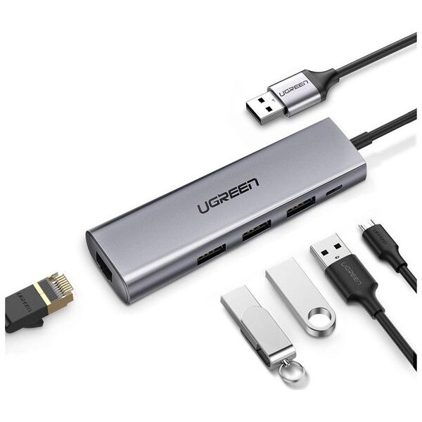 HUB USB Ugreen CM266 1x RJ-45  + 3x USB-A 3.0 (UGR443)