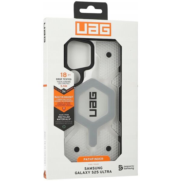 UAG Urban Armor Gear futerał PATHFINDER CLEAR MAGNET z wbudowanym modułem magnetycznym do SAMSUNG S25 Ultra 5G ice/silver