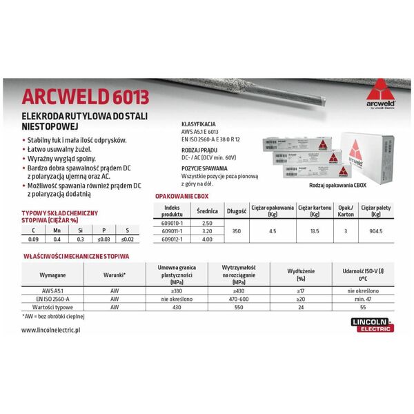 LINCOLN ELECTRODE ARCWELD 6013 FI 3.2/4.5kg