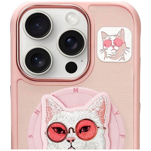 Etui Nimmy Glasses Cool Cat do iPhone 16  Pro różowy