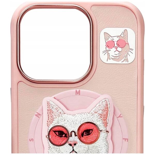 Etui Nimmy Glasses Cool Cat do iPhone 16  Pro różowy