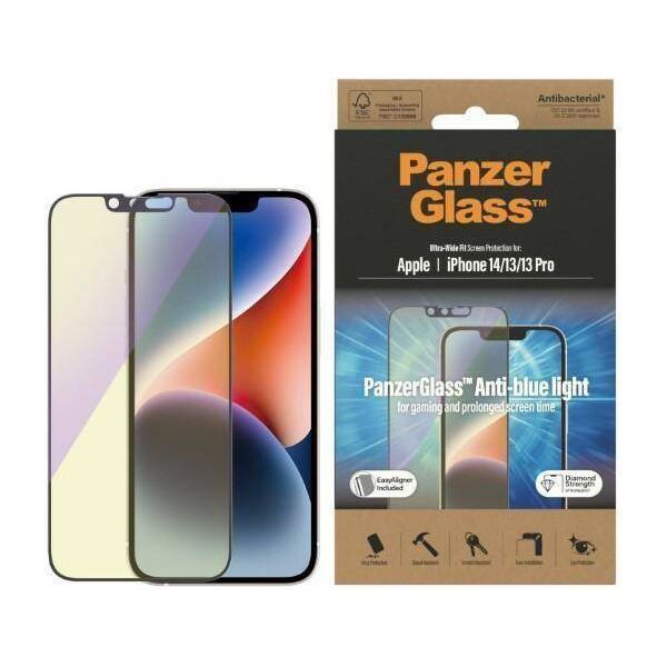 Tempered Glass 5D IPHONE 14 / 13 PRO / 13 PanzerGlass Ultra-Wide Fit Screen Protection Antibacterial Easy Aligner Included Anti-blue light (2791) 5711724027918