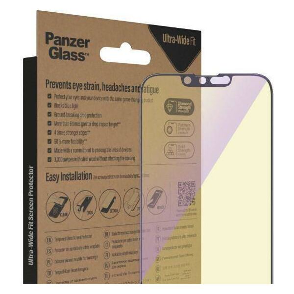 Tempered Glass 5D IPHONE 14 / 13 PRO / 13 PanzerGlass Ultra-Wide Fit Screen Protection Antibacterial Easy Aligner Included Anti-blue light (2791) 5711724027918