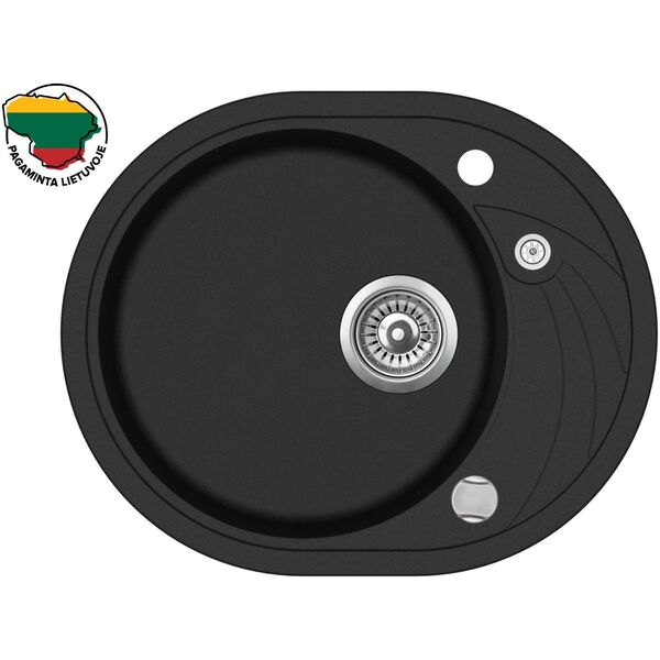 Zlewozmywak Aquasanita Dirbtinio granito virtuvinė plautuvė Aquasanita Clarus SR102, 601 Juoda metallic