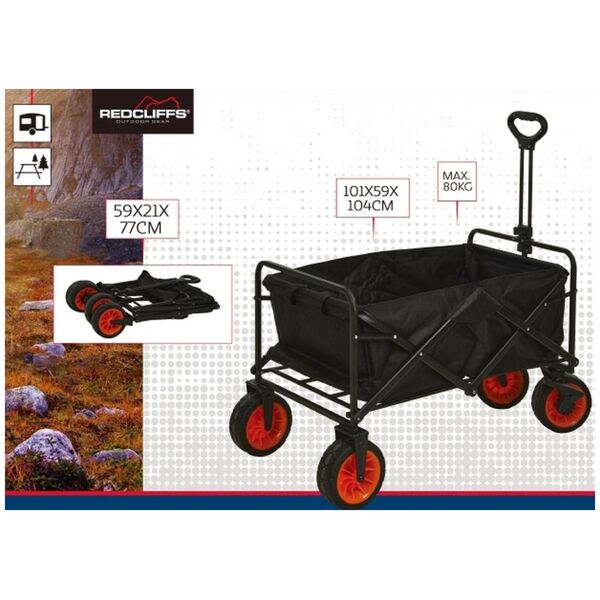 Redcliffs WÓZEK TURYSTYCZNO PLAŻOWY SKŁADANY 87X54X59CM Z UCHWYTEM REDCLIFFS