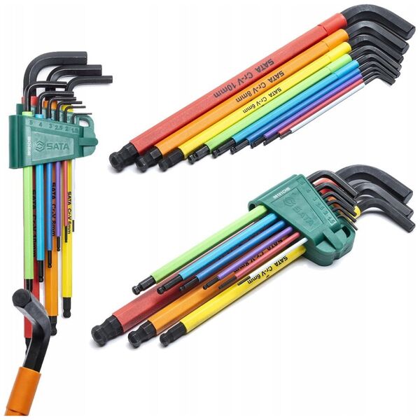 Sourcing SATA SET OF 9 COLORFUL 6-COLOR EXTRA-LONG METRIC L-KEY KEYS WITH BALL