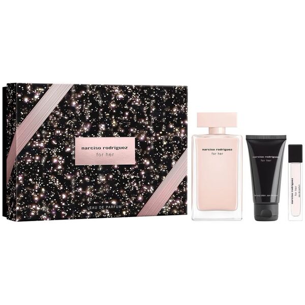 Set Narciso Rodriguez: For Her, Eau De Parfum, For Women, 100 ml + For Her, Hydrating, Body Lotion, 50 ml + For Her, Eau De Parfum, For Women, 10 ml For Women