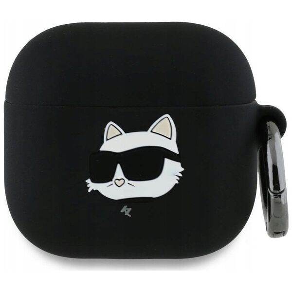 Karl Lagerfeld KLA4RUNCHK AirPods 4       cover czarny/black Silicone Choupette Head 3D