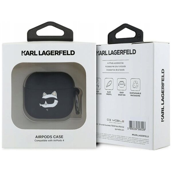 Karl Lagerfeld KLA4RUNCHK AirPods 4       cover czarny/black Silicone Choupette Head 3D