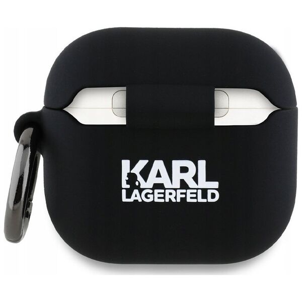 Karl Lagerfeld KLA4RUNKCHK AirPods 4      cover czarny/black Silicone Karl&Chaupette Head 3D