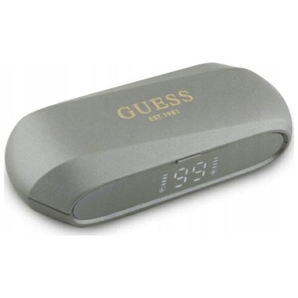 Guess słuchawki Bluetooth GUTWSC2MCDSE    TWS + stacja dokująca taupe Elongated Metalic Printed Logo