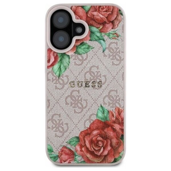 Guess GUHMP16SP4ROPEMCP iPhone 16 6.1"    różowy/pink hardcase 4G Flowers Print MagSafe