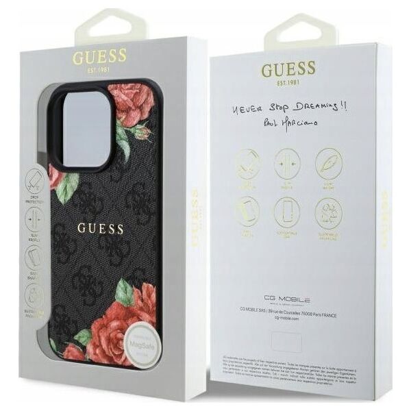 Guess GUHMP16XP4ROPEMCK iPhone 16 Pro     Max 6.9" czarny/black hardcase 4G Flowers Print MagSafe