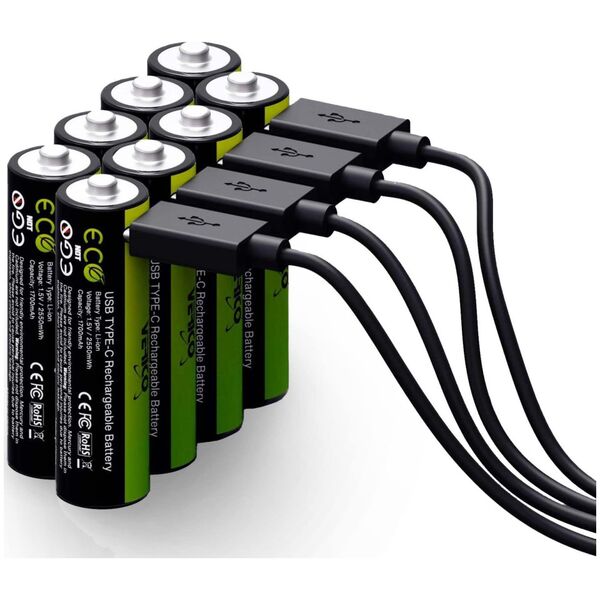 Verico LoopEnergy AA2550 8-Pack Rechargeable USB-C