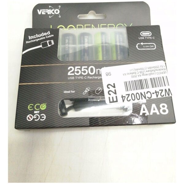 Verico LoopEnergy AA2550 8-Pack Rechargeable USB-C