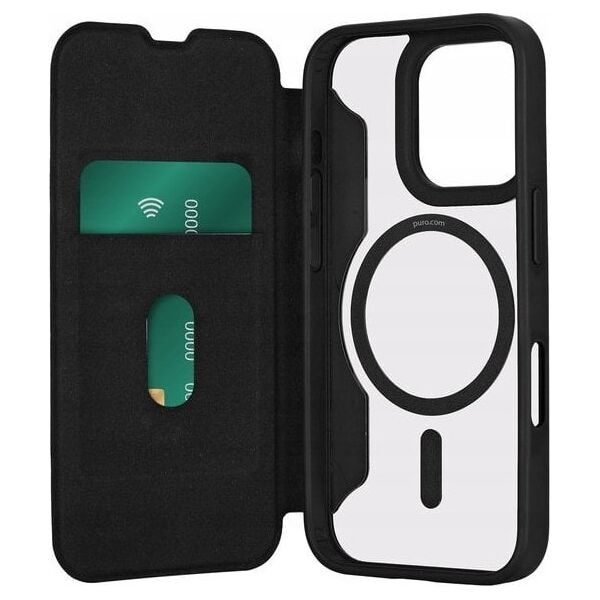 Puro Book Mag Case iPhone 16 Pro Max black
