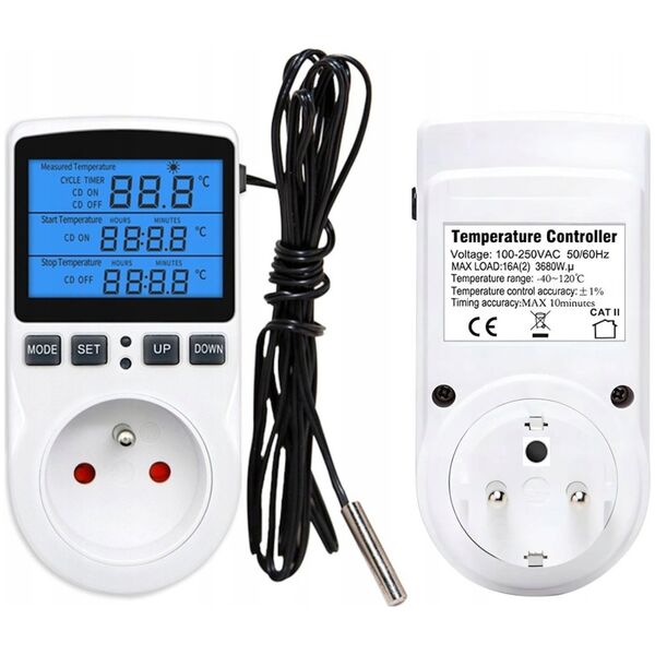 Eurokomp Termostat z gniazdem 230V E6185
