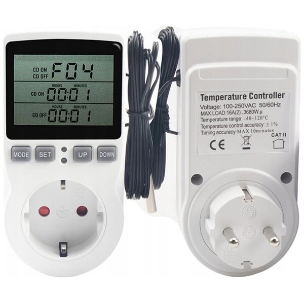 Eurokomp Termostat z gniazdem 230V E6185