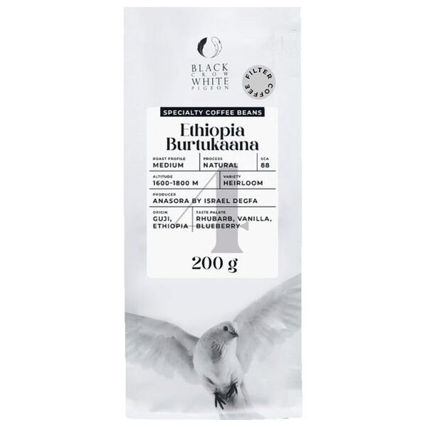Specialty coffee beans Black Crow White Pigeon Ethiopia Burtukaana (Filter), 200 g